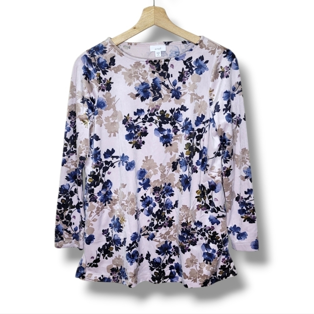NWT J.Jill  Floral Velour Top Pockets